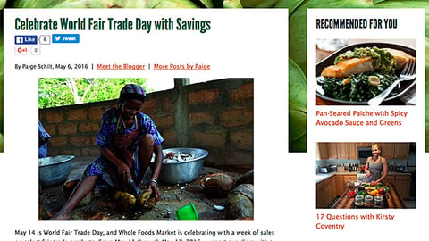 Whole Foods 'Celebrate World Fair Trade Day' Blog Post