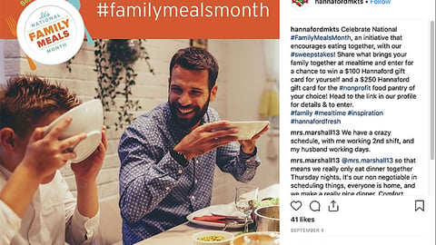 Hannaford #FamilyMealsMonth Instagram Update