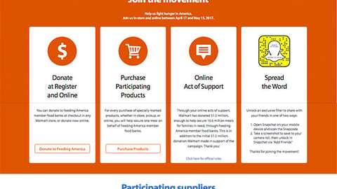Walmart 'Fight Hunger' Landing Page