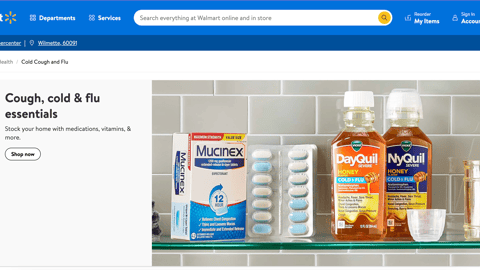 Walmart 'Cough, Cold & Flu Essentials' Web Page