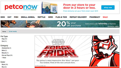 Petco Star Wars 'Force Friday' E-Commerce Shop
