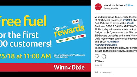Winn-Dixie 'Free Fuel' Instagram Update
