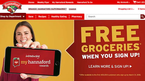 Hannaford 'Free Groceries' Leaderboard Ad