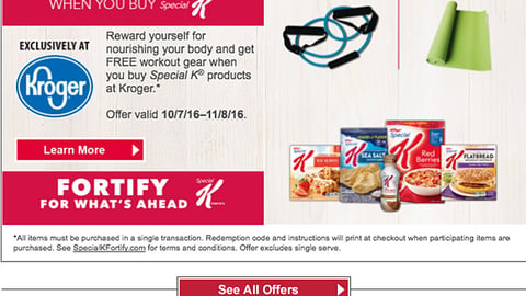 Special K Kroger 'Free Workout Gear' Email Ad