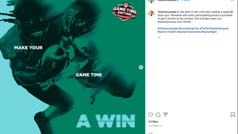 7-Eleven Canada 'Game Time Anytime' Instagram Update