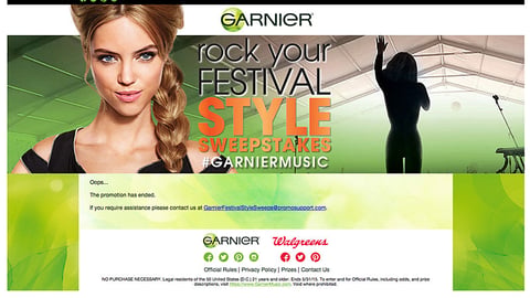 Garnier Walgreens 'Rock Your Festival Style' Landing Page