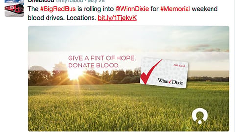 OneBlood Winn-Dixie 'Weekend Blood Drives' Twitter Update