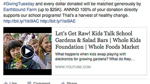 Whole Foods '#GivingTuesday' Facebook Update