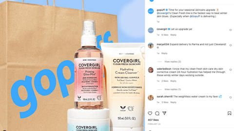 Gopuff CoverGirl Clean Fresh 'Seasonal Skincare Upgrade' Instagram Update