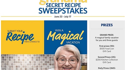 Food Lion 'Grandma's Secret Recipe' Landing Page