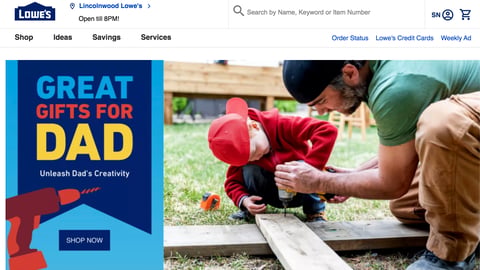 Lowe's 'Great Gifts for Dad' Leaderboard Ad