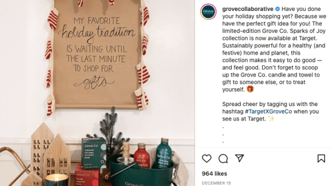Grove Collaborative Target 'Spread Cheer' Instagram Update