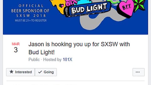 101X 'SXSW With Bud Light' Facebook Event