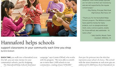 Hannaford 'Support Classrooms' Magazine Article