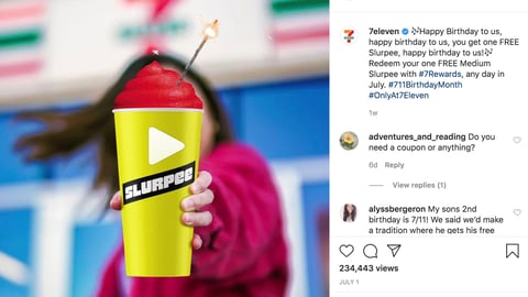 7-Eleven 'Happy Birthday' Instagram Update