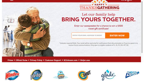 Meijer SC Johnson 'Happy Thanksgathering' Landing Page