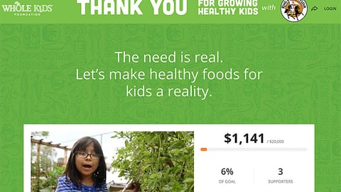 Whole Kids Foundation King Arthur 'The Need Is Real' Web Page