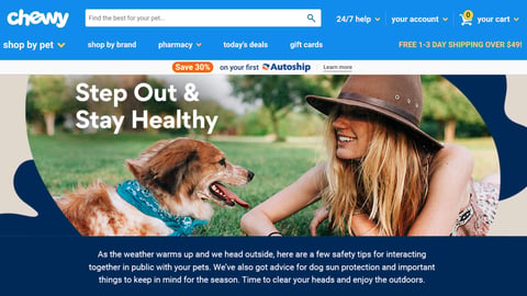 Chewy 'Step Out & Stay Healthy' Web Page