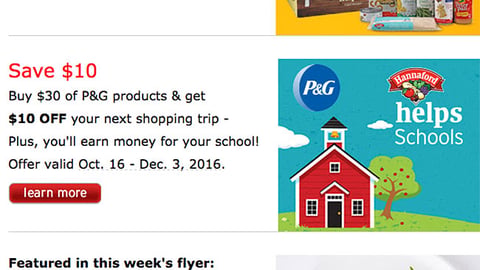 Hannaford P&G 'Earn Money for Your School' Email Ad
