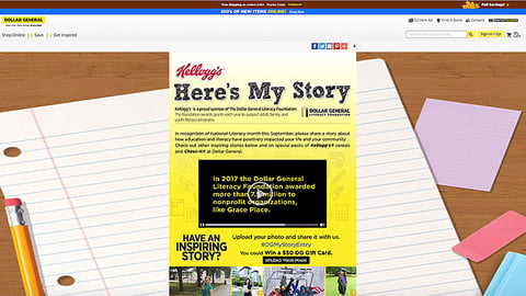 Dollar General Kellogg 'Here's My Story' Web Page