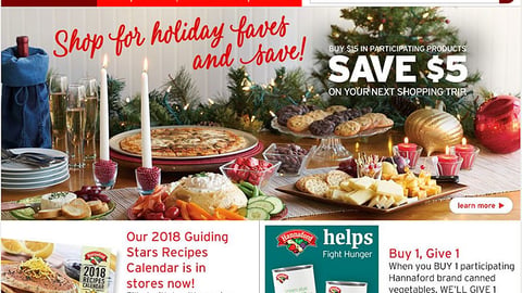 Hannaford 'Shop for Holiday Faves and Saves' Leaderboard Ad