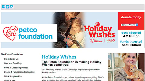 Petco Halo 'Holiday Wishes' Promotional Page