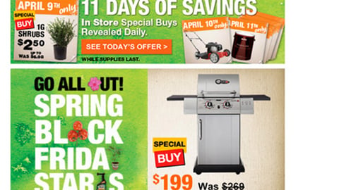 Home Depot 'Spring Black Friday' Email 