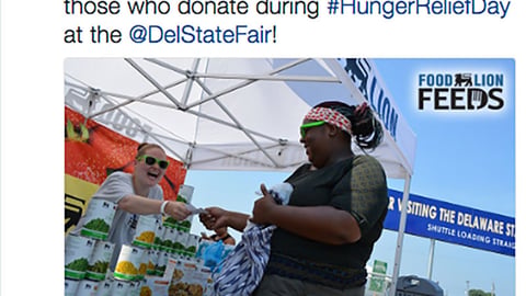 Food Lion '#HungerReliefDay' Twitter Update