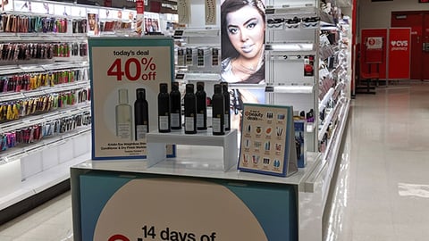 Target '14 Days of Beauty Deals' Table Display