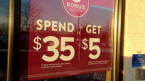 PetSmart 'Holiday Bonus Bucks' Window Poster