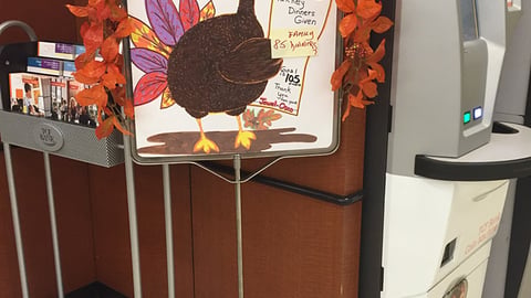 Jewel-Osco 'Turkey Dinners Given' Stanchion Sign