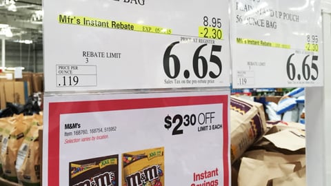 M&M's Costco 'Instant Savings' Price Sign