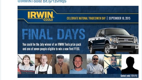 Lowe's Irwin Tools Contest Tweet