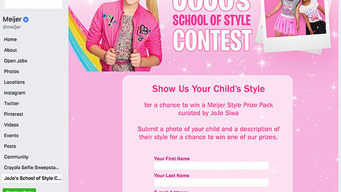 Meijer Nickelodeon 'JoJo's School of Style' Facebook Page