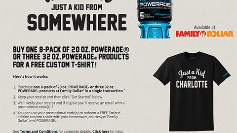 Family Dollar Powerade 'Just a Kid' Promotional Page