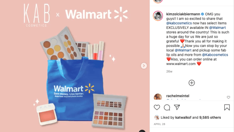 KAB Cosmetics Walmart 'Fab Lip Oils' Instagram Update