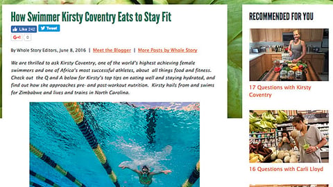 Whole Foods 'How Swimmer Kristy Coventry Eats' Blog Post