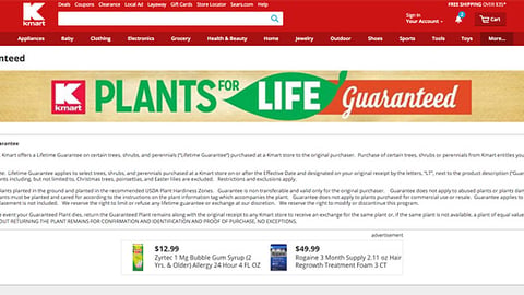 Kmart 'Plants For Life' Web Page