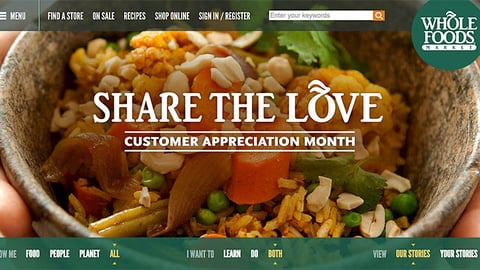 Whole Foods 'Share the Love' Leaderboard Ad