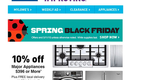 Lowe's 'Spring Black Friday' Email 