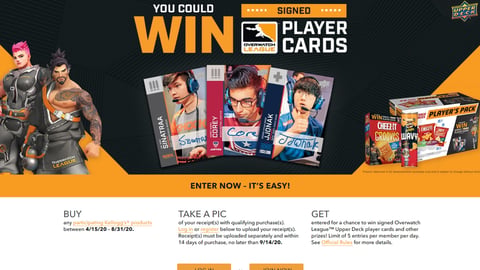 Kellogg Overwatch League 'Signed Player Cards' Web Page