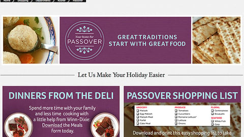 Winn-Dixie 'Your Home for Passover' Landing Page