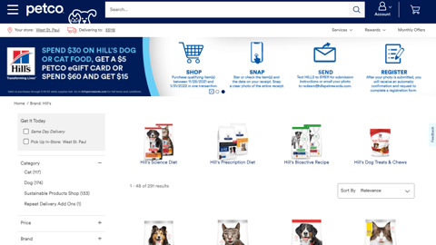 Petco Hill's E-Commerce Page