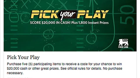 Food Lion 'Pick Your Play' Facebook Update