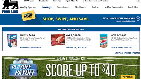 Food Lion 'Playoff Payoff' Leaderboard Ad