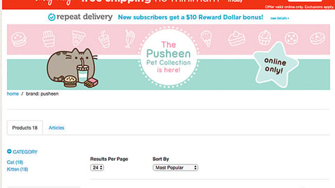 Petco Pusheen Pet Collection E-Commerce Page