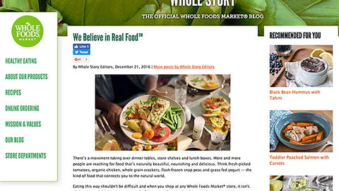 Whole Foods 'We Believe in Real Food' Blog Post
