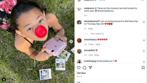 Walgreens Red Nose Day 'Moments We Look Forward To' Instagram Update