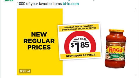 Bi-Lo Ragu 'New Regular Prices' Twitter Update