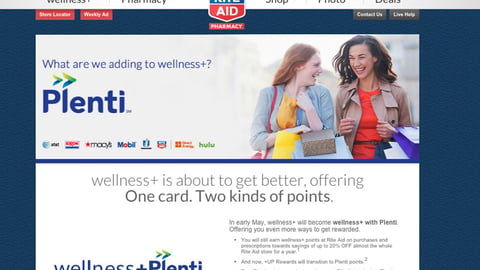Rite Aid Plenti Web Page
